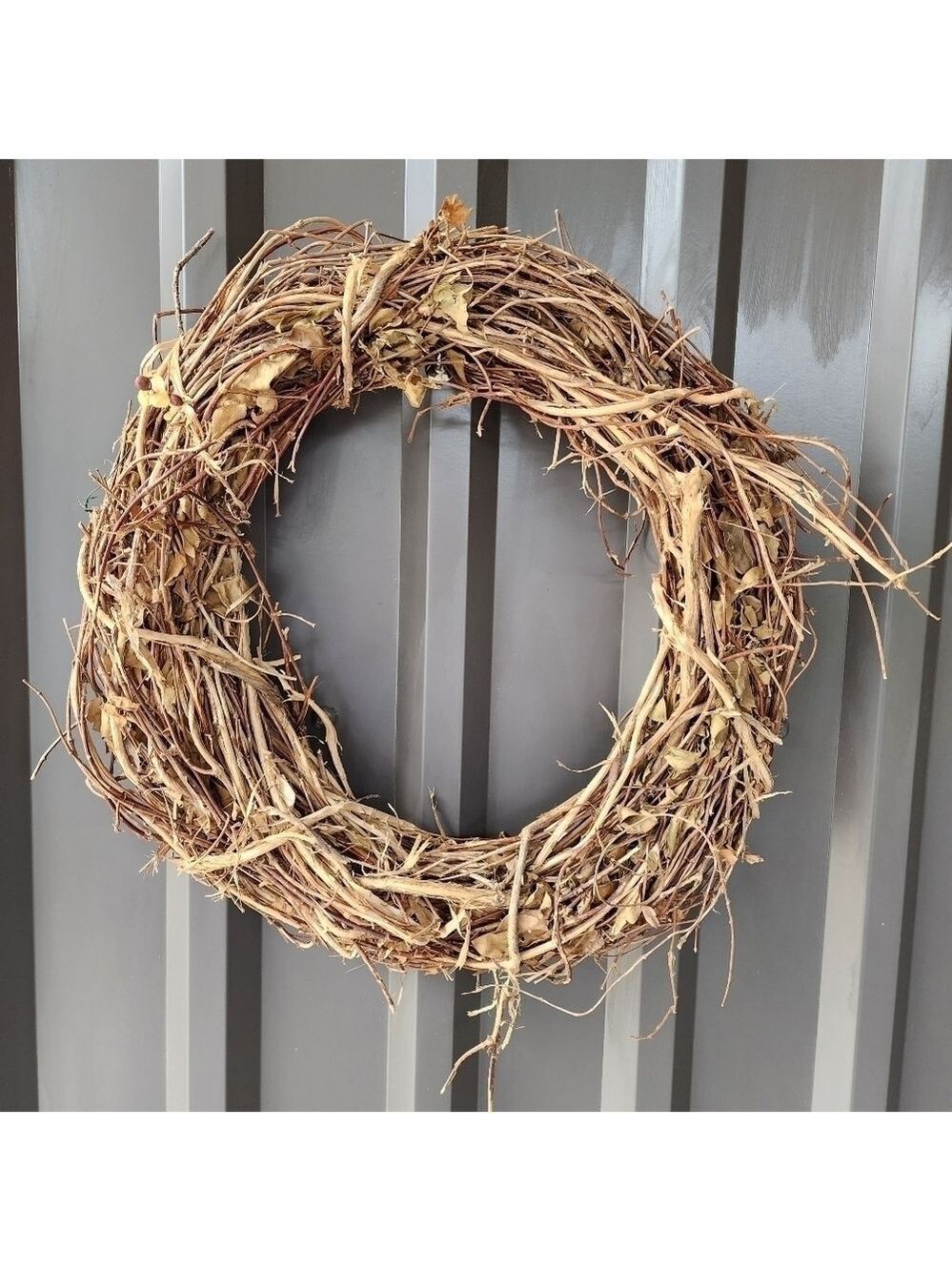 Twig and leaf wrapped rustic western farmhouse wreath Fall festive 18"